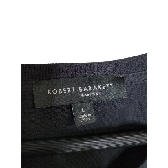 ROBERT BARAKETT Montreal Men's Size Large V Neck Long Sleeve Cotton Shirt Gray - Picture 6 of 8